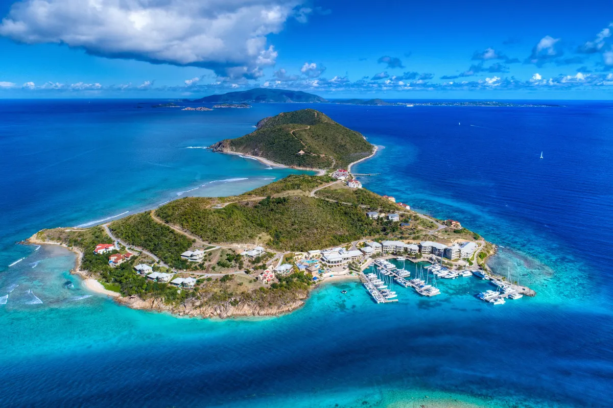 Aerial view of Scrub Island - Winter Caribbean Yacht Charter Special