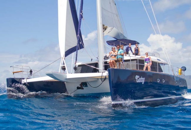 Guests on the virgin islands catamaran charter catsy
