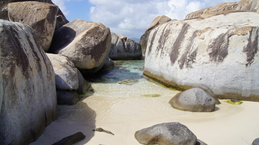 The Baths on Virgin Gorda a popular stop on one of the motor yacht charters