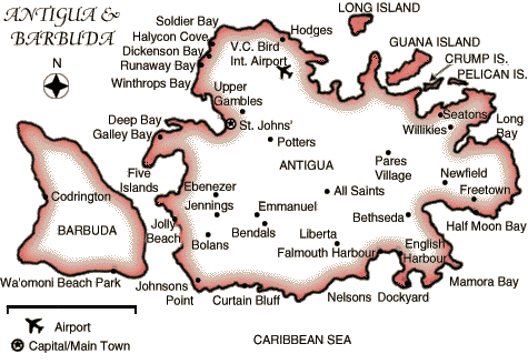 Map of Antigua and Barbuda - Antigua Yacht Charter