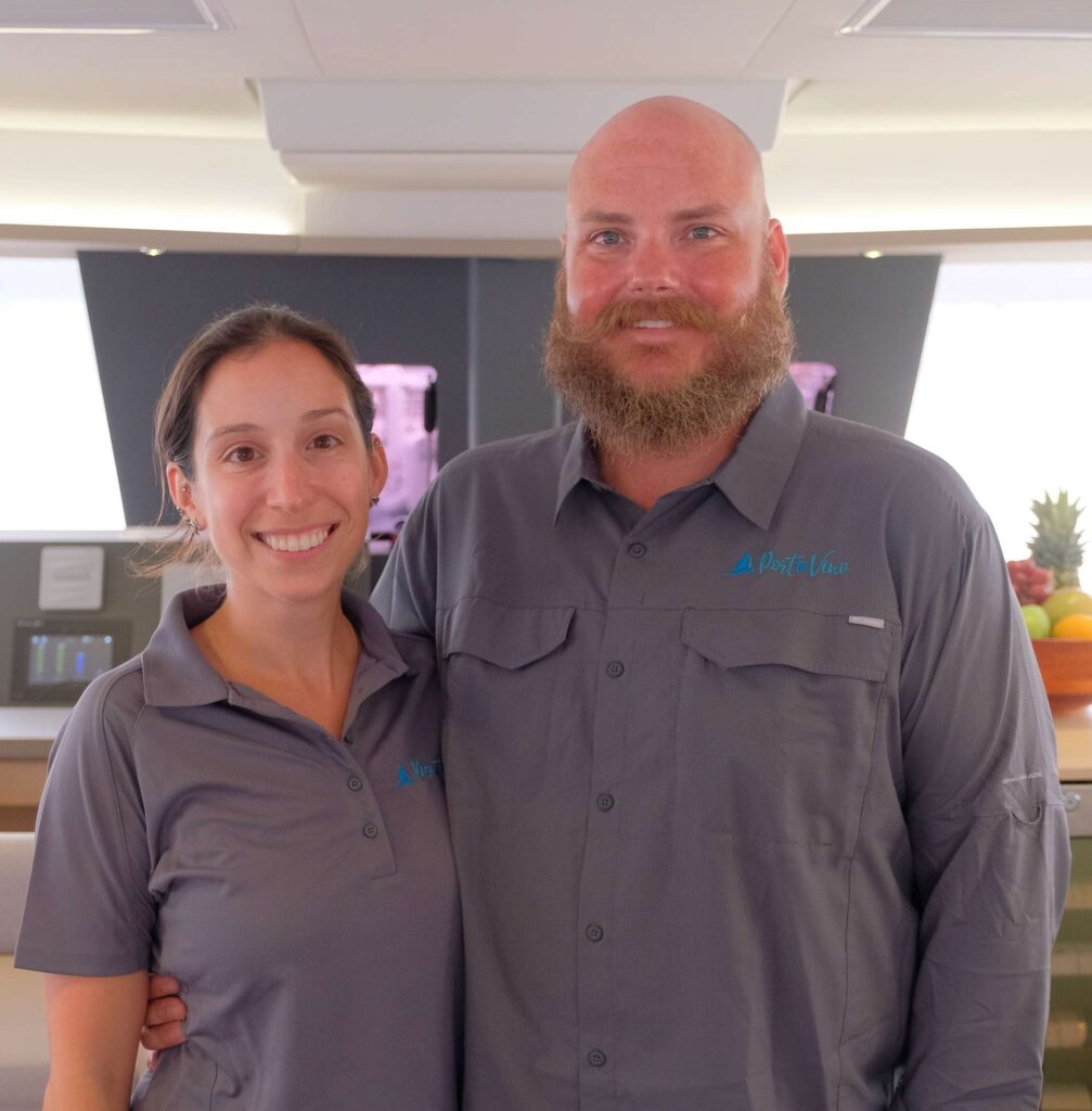 Photo of Captain Jeff Nichols & Chef/Mate Caitlin Nichols, the highly regarded and outstanding crew of PORT TO VINO
