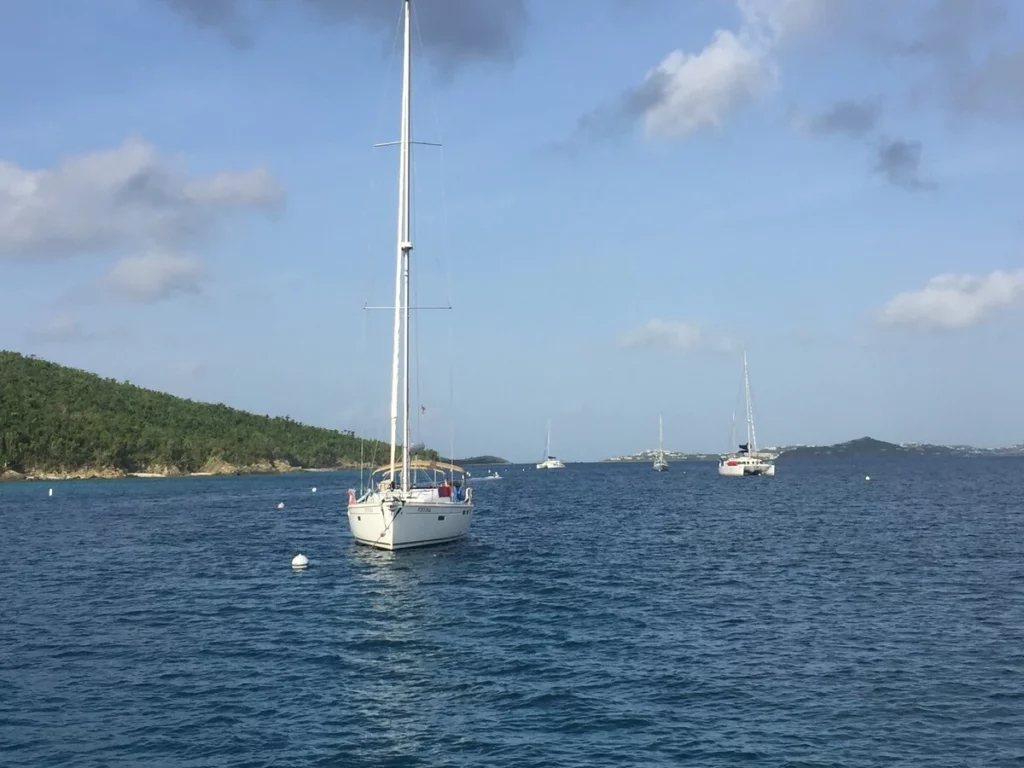 Yachts anchored at Caneel Bay in St John US Virgin Islands