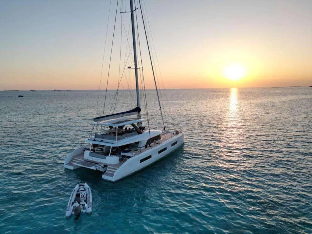 Sunset sailing on Lagoon 65 Catamaran AURA