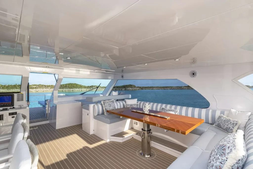 indoor dining OMAKASE catamaran - Health & Wellness Yacht Charter